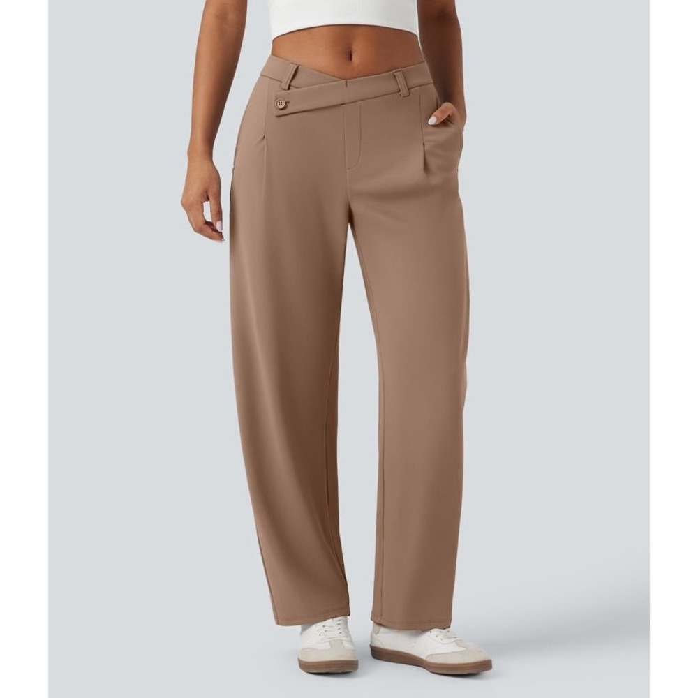 Halara Flex DayStretch Asymmetric Mid Rise Barrel Leg Work Pants M